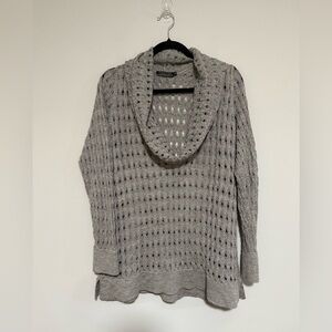Peruvian Connection Gray Open Knit Cowl Neck Sweater Size XL Alpaca Silk
